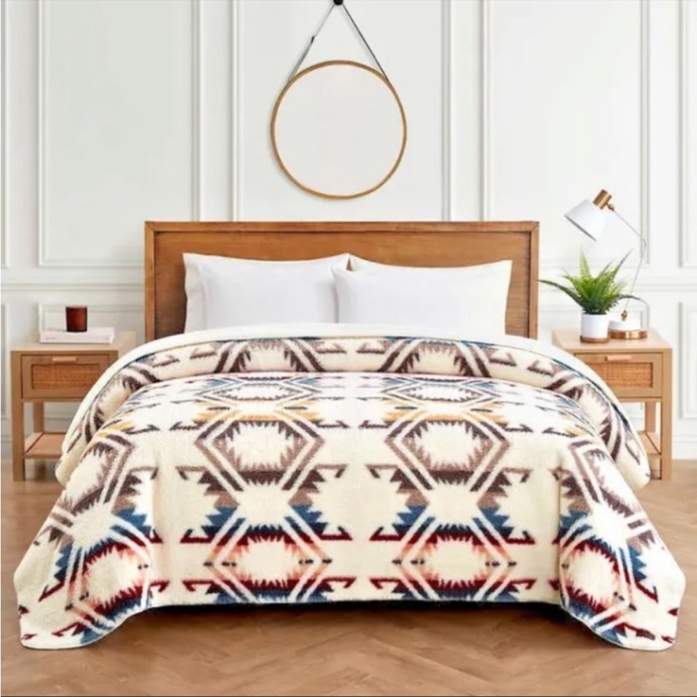 Pendleton White Sands Sherpa Fleece Blanket queen Size New with Tags